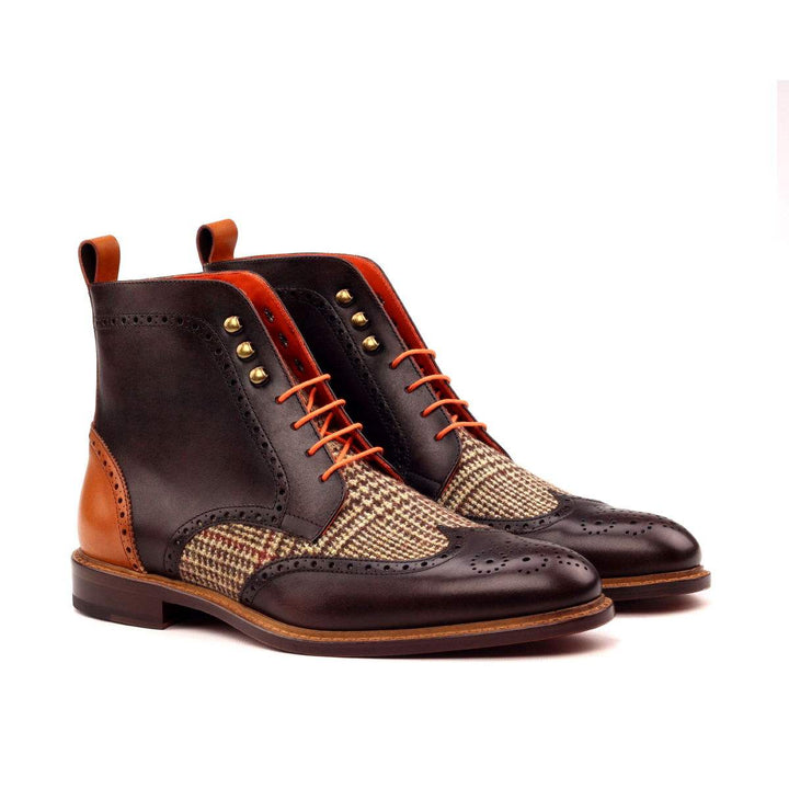 Men's Military Brogue Boots Leather Brown Dark Brown 2538 3- MERRIMIUM
