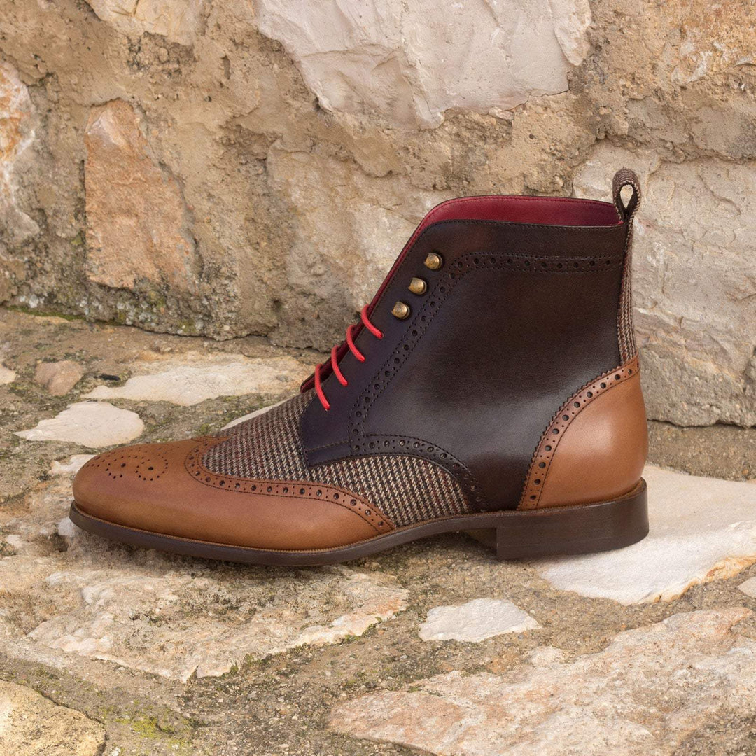 Men's Military Brogue Boots Leather Brown Dark Brown 2572 1- MERRIMIUM