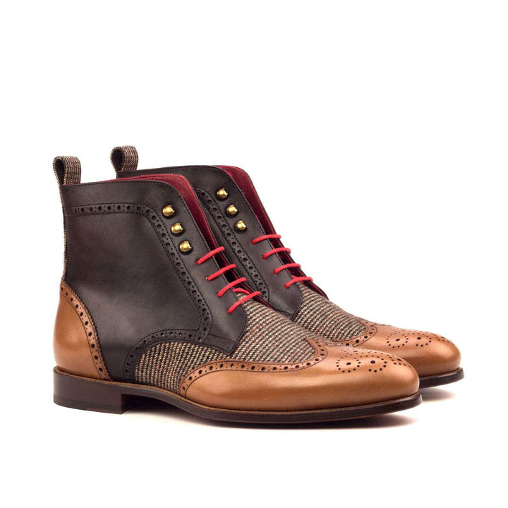 Men's Military Brogue Boots Leather Brown Dark Brown 2572 3- MERRIMIUM