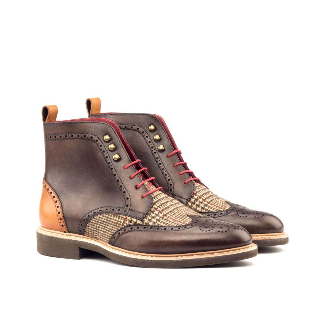 Men's Military Brogue Boots Leather Brown Dark Brown 2636 3- MERRIMIUM