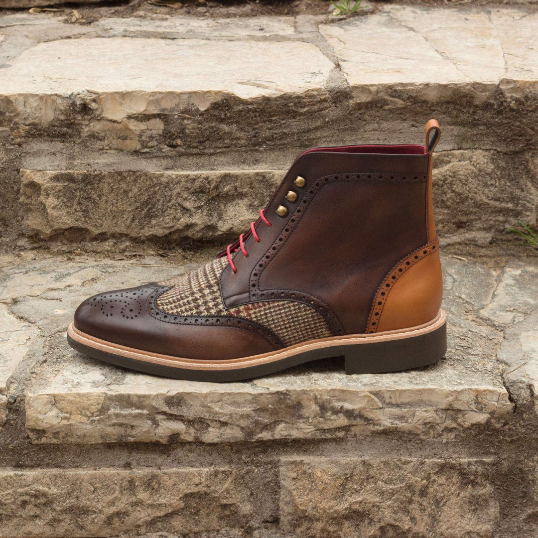 Men's Military Brogue Boots Leather Brown Dark Brown 2636 1- MERRIMIUM