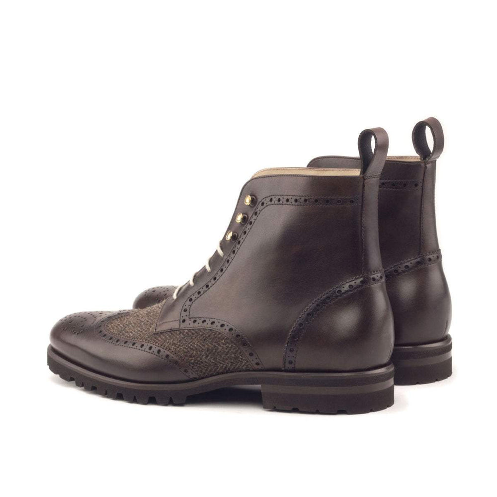 Men's Military Brogue Boots Leather Brown Dark Brown 2883 2- MERRIMIUM
