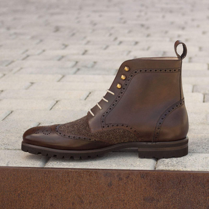 Men's Military Brogue Boots Leather Brown Dark Brown 2883 4- MERRIMIUM