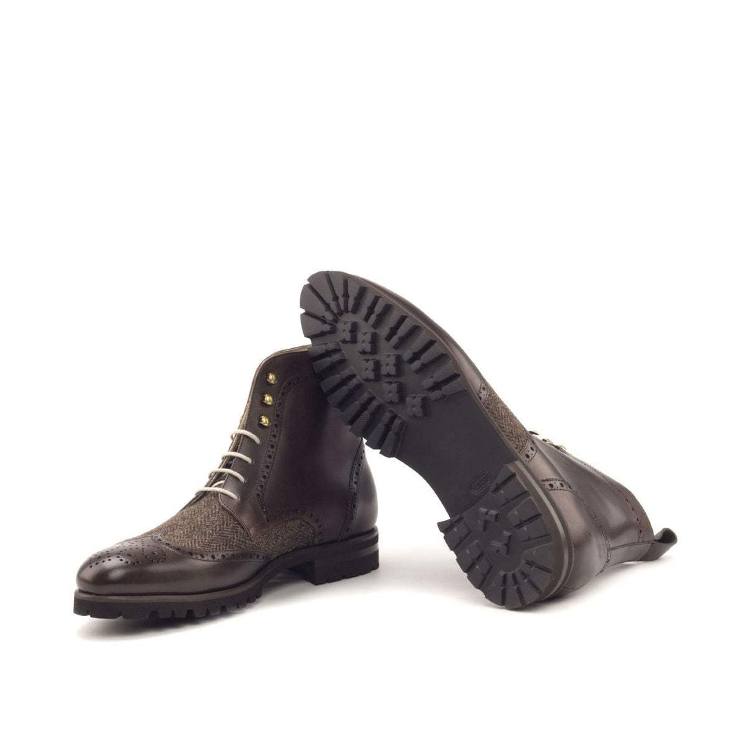 Men's Military Brogue Boots Leather Brown Dark Brown 2883 5- MERRIMIUM