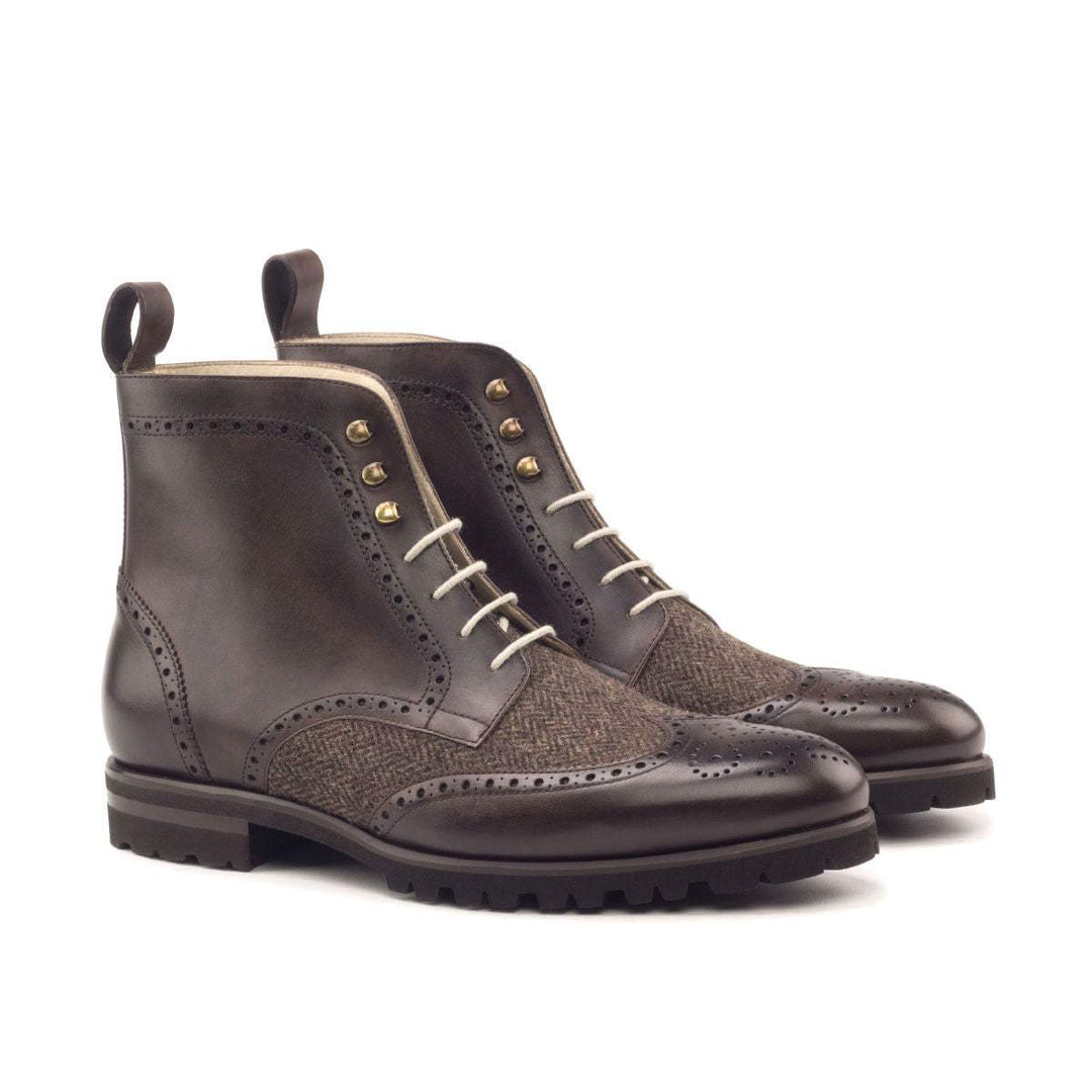 Men's Military Brogue Boots Leather Brown Dark Brown 2883 3- MERRIMIUM