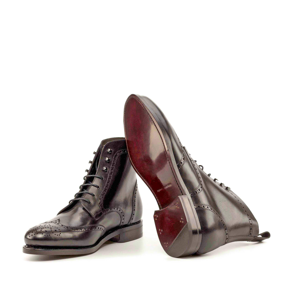 Men's Military Brogue Boots Leather Goodyear Welt Black 5012 2- MERRIMIUM