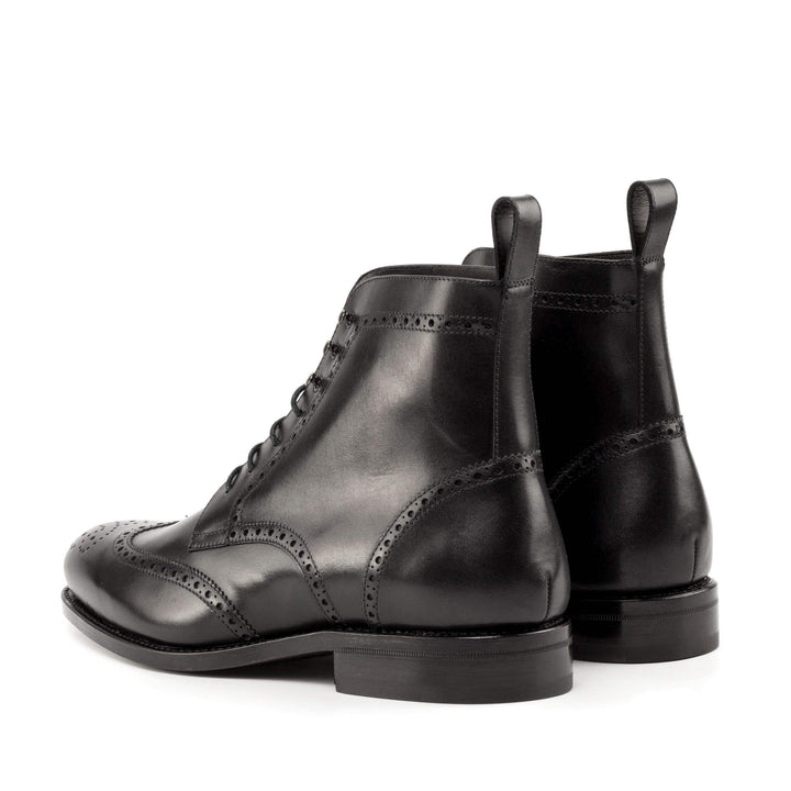 Men's Military Brogue Boots Leather Goodyear Welt Black 5012 4- MERRIMIUM
