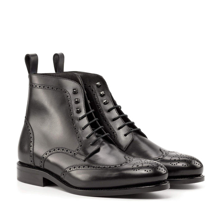 Men's Military Brogue Boots Leather Goodyear Welt Black 5012 3- MERRIMIUM