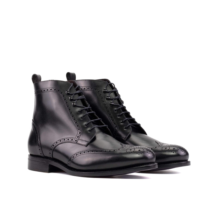 Men's Military Brogue Boots Leather Goodyear Welt Black 5577 6- MERRIMIUM