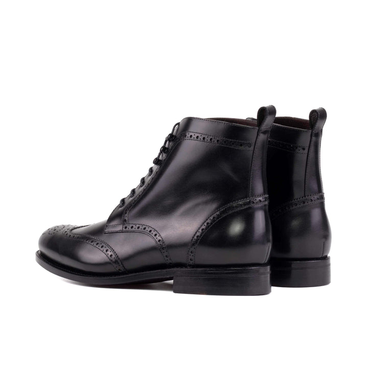 Men's Military Brogue Boots Leather Goodyear Welt Black 5577 4- MERRIMIUM
