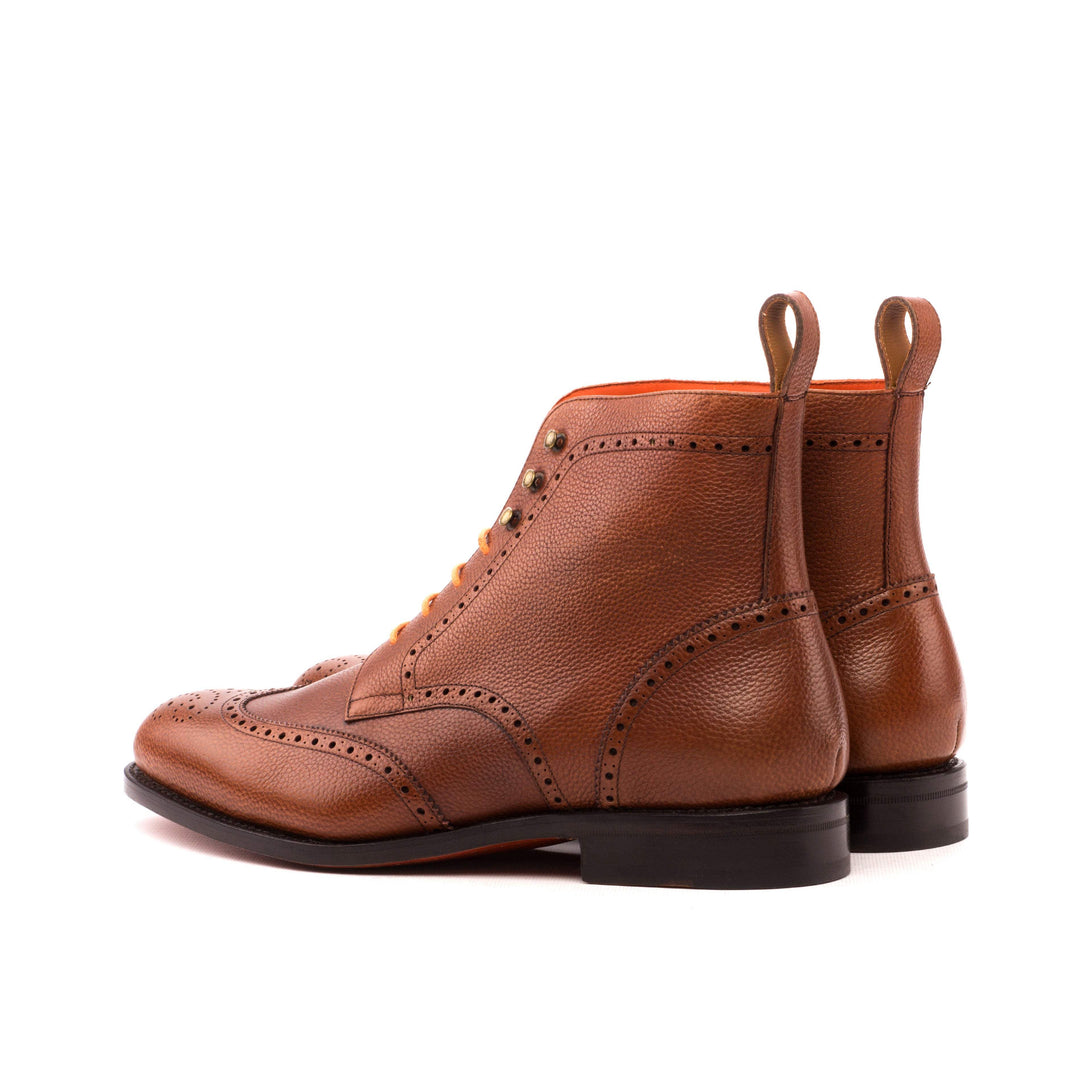 Men's Military Brogue Boots Leather Goodyear Welt Brown 3548 4- MERRIMIUM