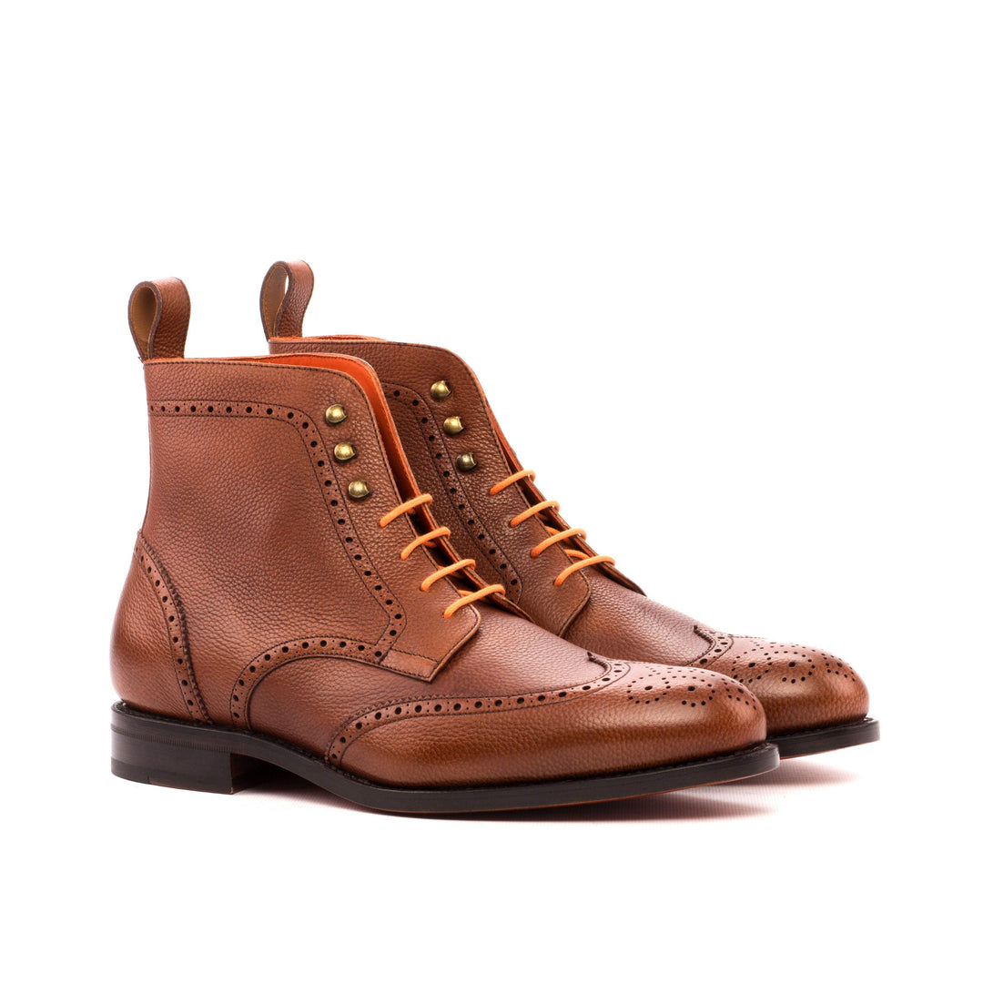 Men's Military Brogue Boots Leather Goodyear Welt Brown 3548 3- MERRIMIUM