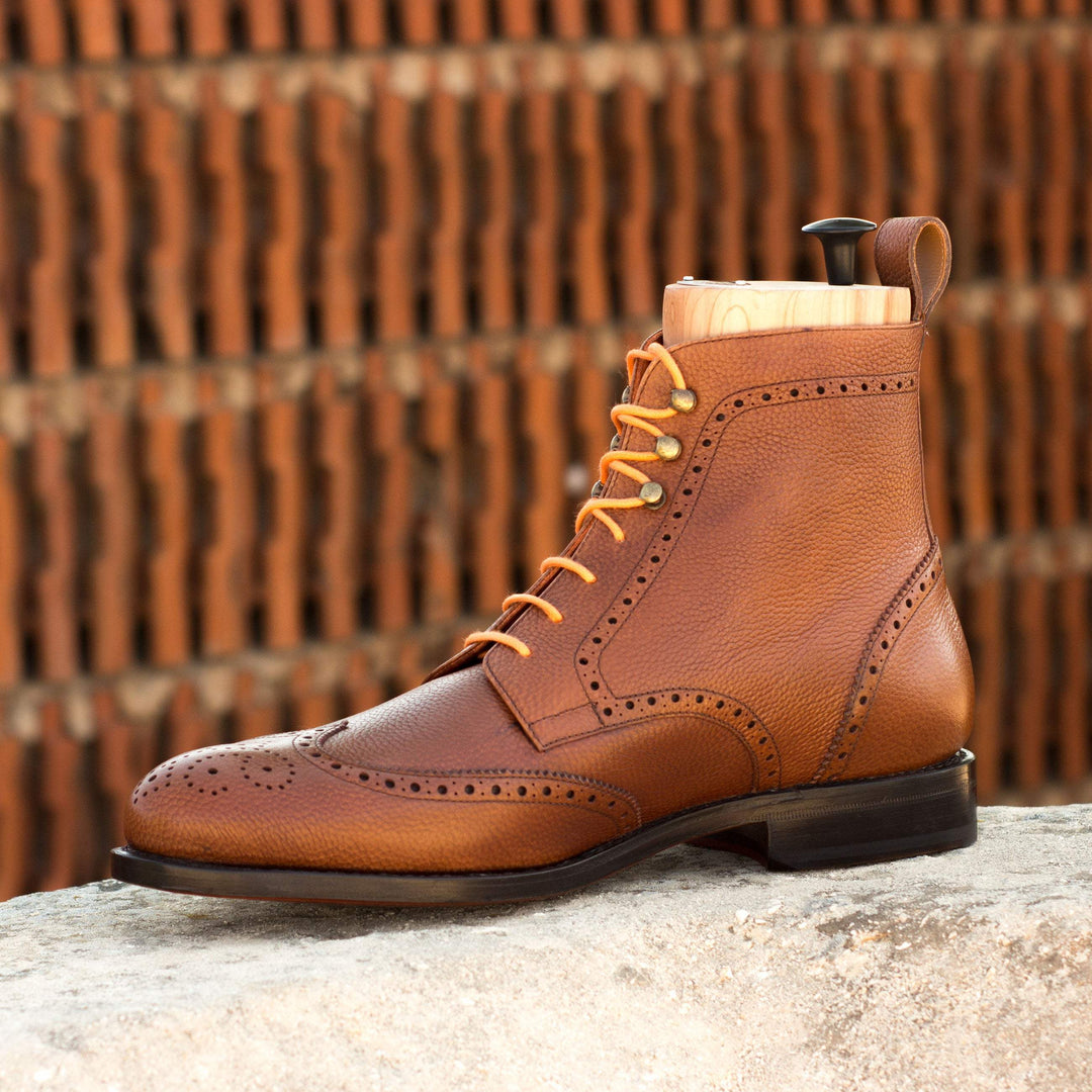 Men's Military Brogue Boots Leather Goodyear Welt Brown 3548 1- MERRIMIUM