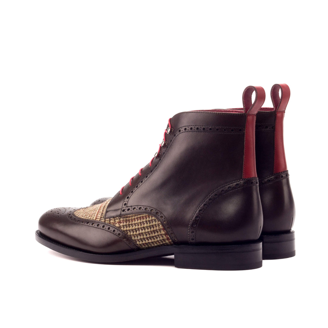 Men's Military Brogue Boots Leather Goodyear Welt Brown Dark Brown 3268 4- MERRIMIUM