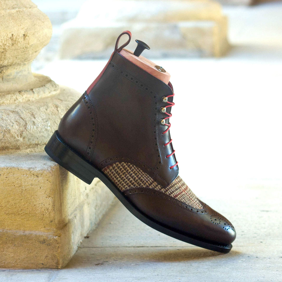 Men's Military Brogue Boots Leather Goodyear Welt Brown Dark Brown 3268 1- MERRIMIUM