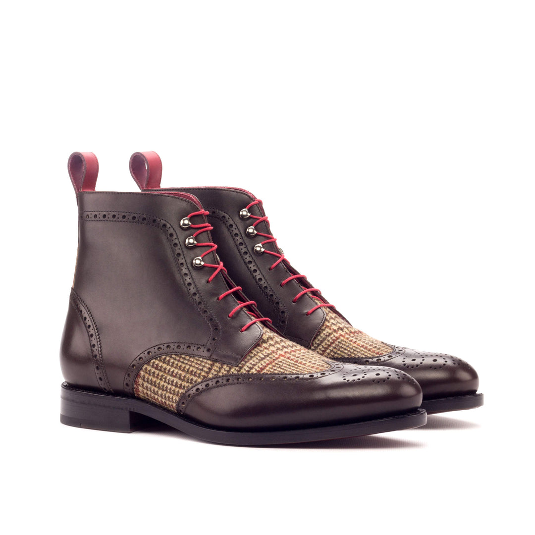 Men's Military Brogue Boots Leather Goodyear Welt Brown Dark Brown 3268 3- MERRIMIUM