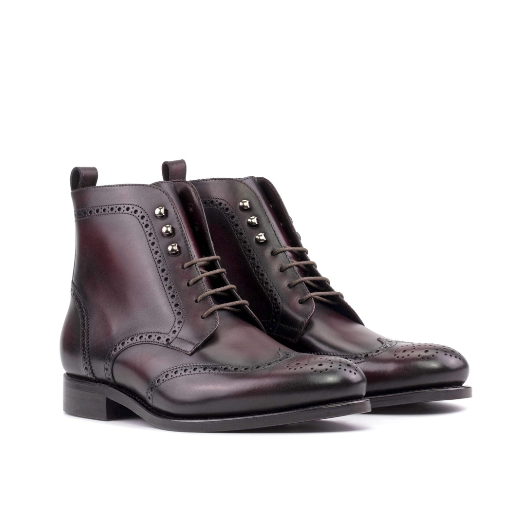 Men's Military Brogue Boots Leather Goodyear Welt Burgundy 5651 6- MERRIMIUM