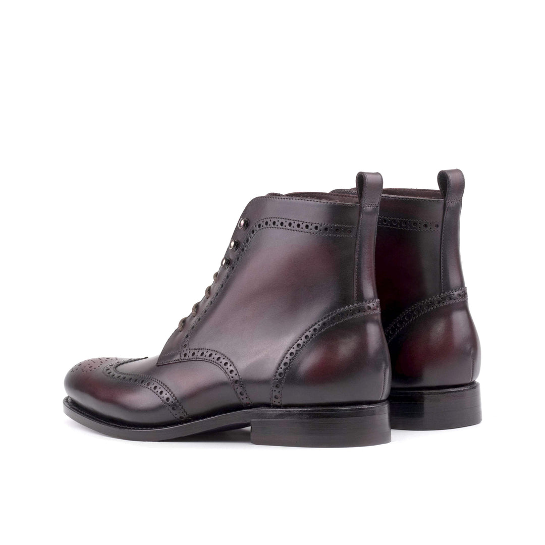Men's Military Brogue Boots Leather Goodyear Welt Burgundy 5651 4- MERRIMIUM