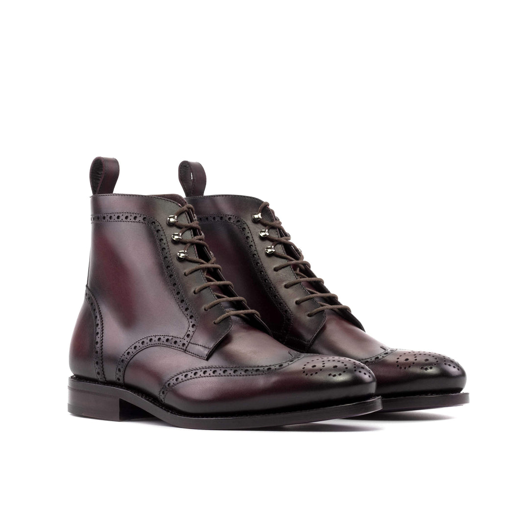 Men's Military Brogue Boots Leather Goodyear Welt Burgundy 5657 6- MERRIMIUM