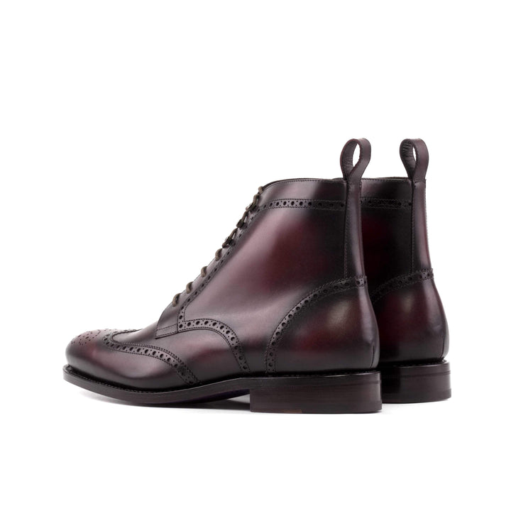 Men's Military Brogue Boots Leather Goodyear Welt Burgundy 5657 4- MERRIMIUM