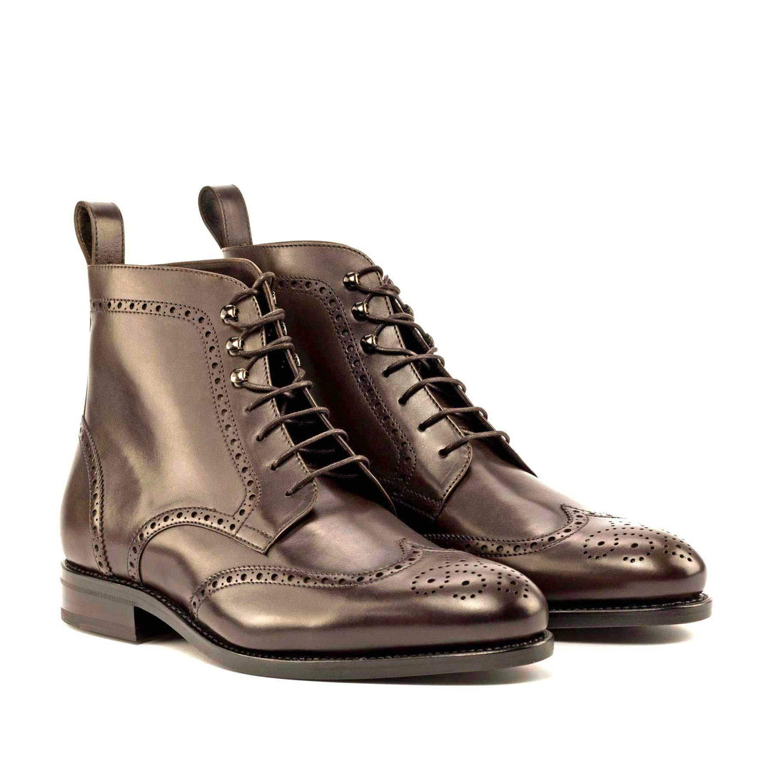 Men's Military Brogue Boots Leather Goodyear Welt Dark Brown 5013 3- MERRIMIUM
