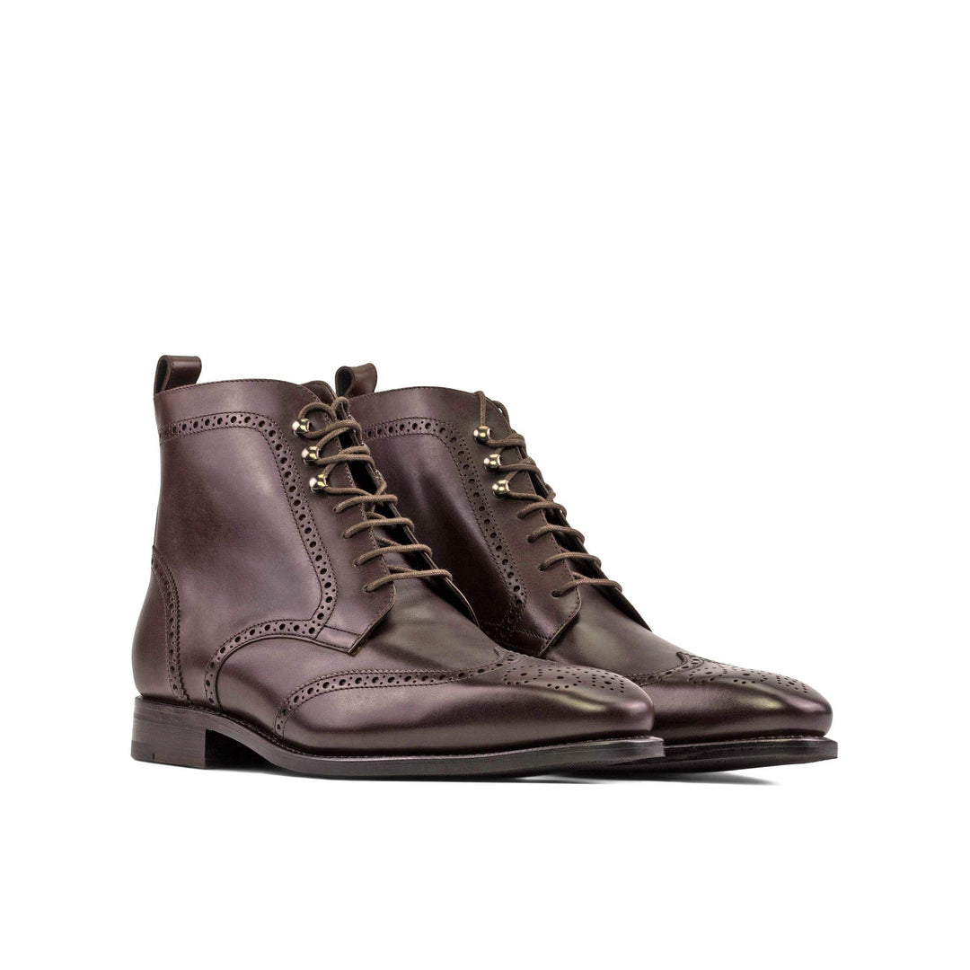 Men's Military Brogue Boots Leather Goodyear Welt Dark Brown 5498 6- MERRIMIUM