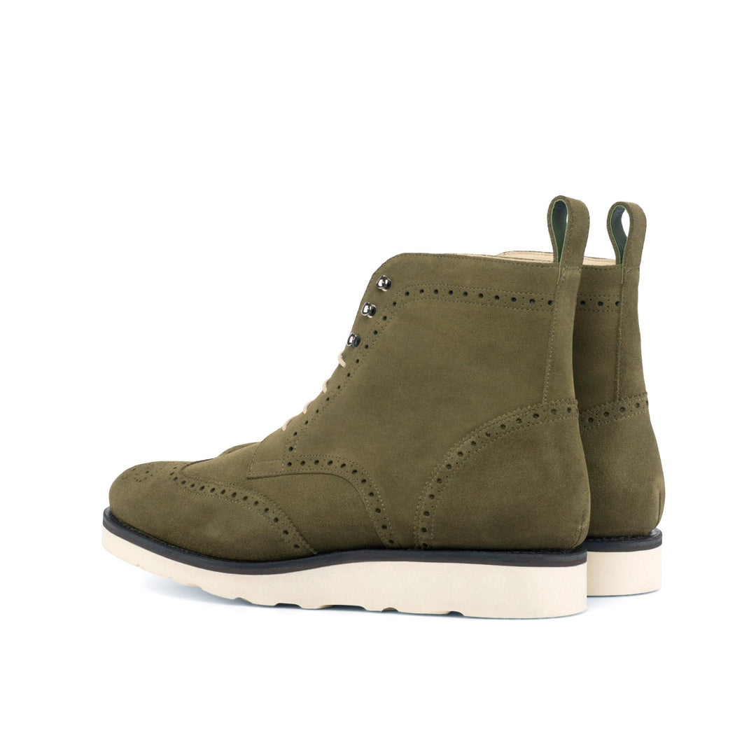 Men's Military Brogue Boots Leather Goodyear Welt Green 4574 4- MERRIMIUM