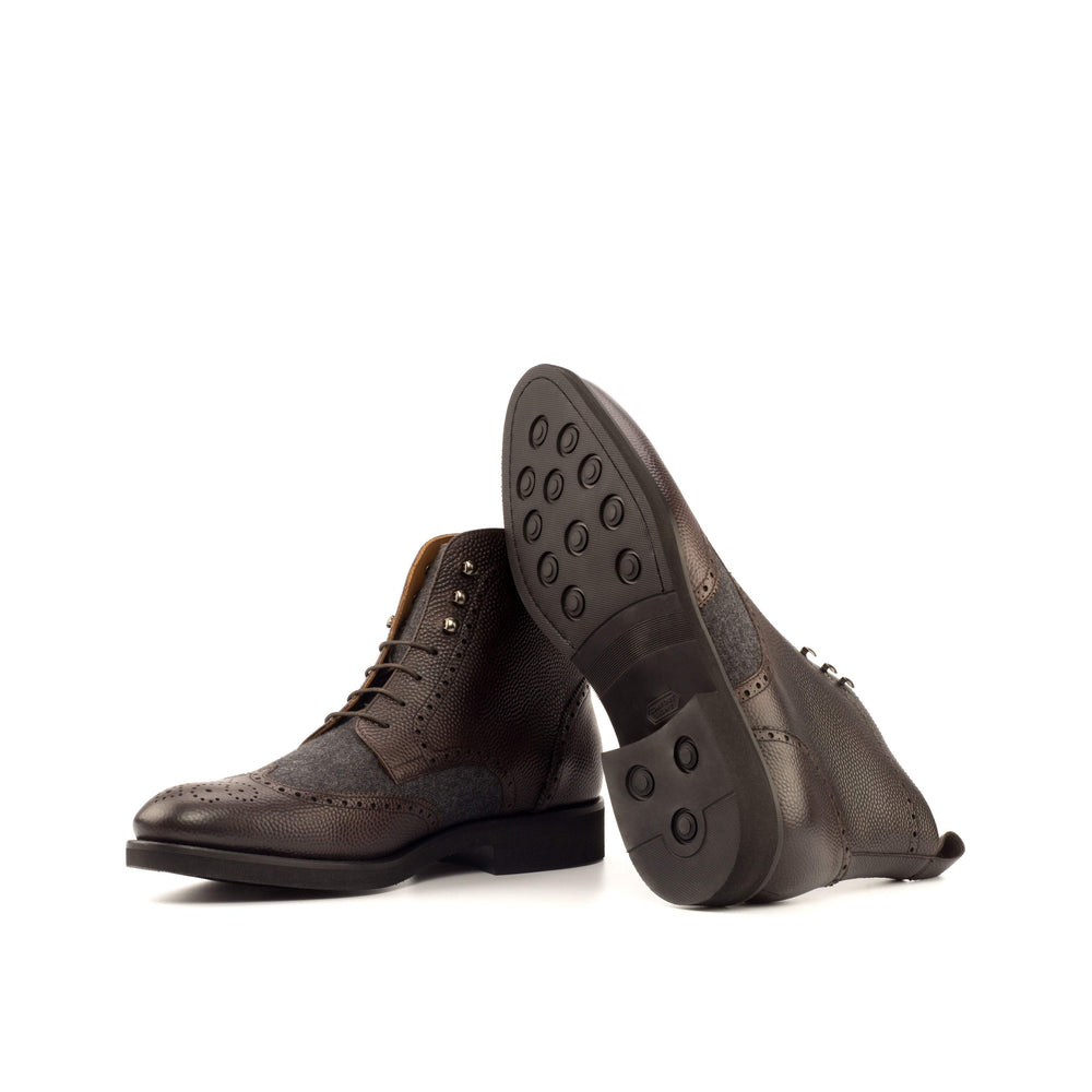 Men's Military Brogue Boots Leather Grey Dark Brown 3778 2- MERRIMIUM