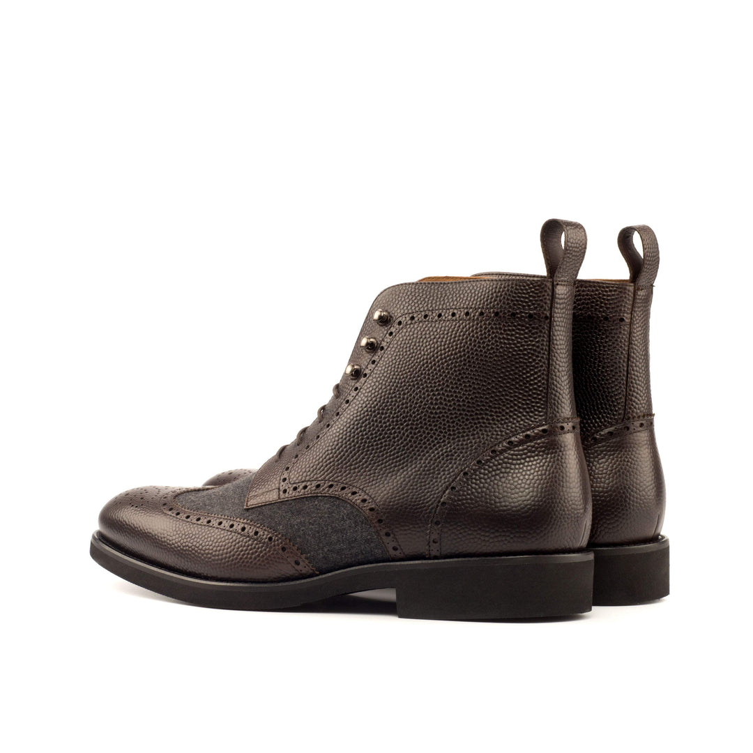 Men's Military Brogue Boots Leather Grey Dark Brown 3778 4- MERRIMIUM