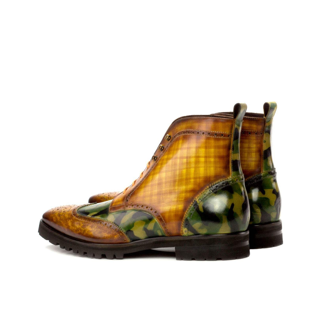 Men's Military Brogue Boots Patina Brown Green 3617 4- MERRIMIUM