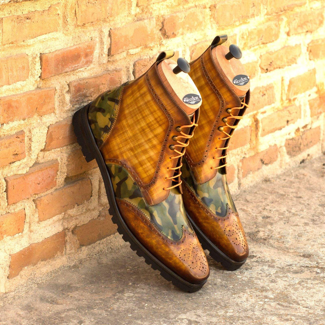 Men's Military Brogue Boots Patina Brown Green 3617 1- MERRIMIUM