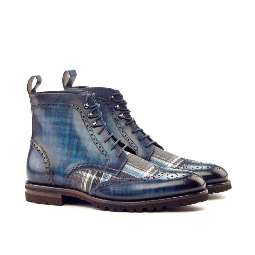 Men's Military Brogue Boots Patina Grey Blue 2928 3- MERRIMIUM