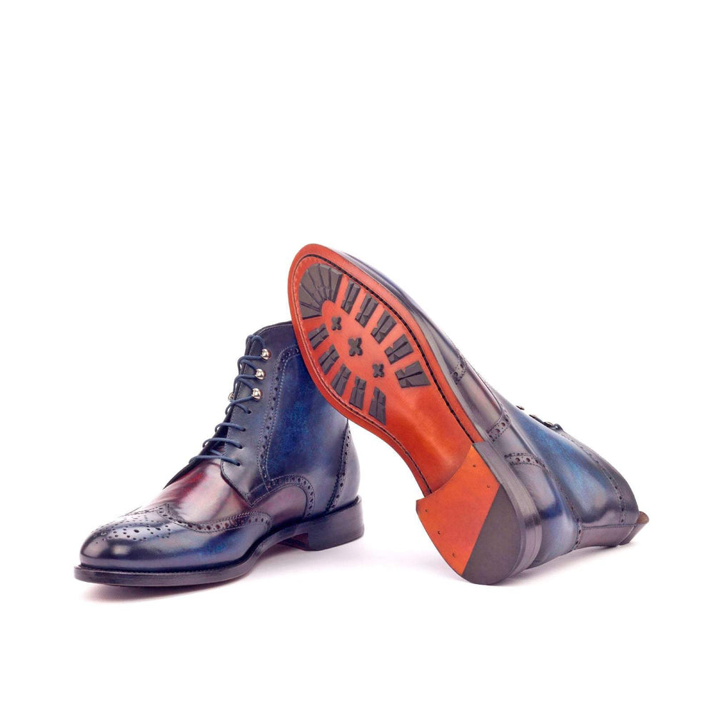 Men's Military Brogue Boots Patina Leather Blue Burgundy 3024 2- MERRIMIUM