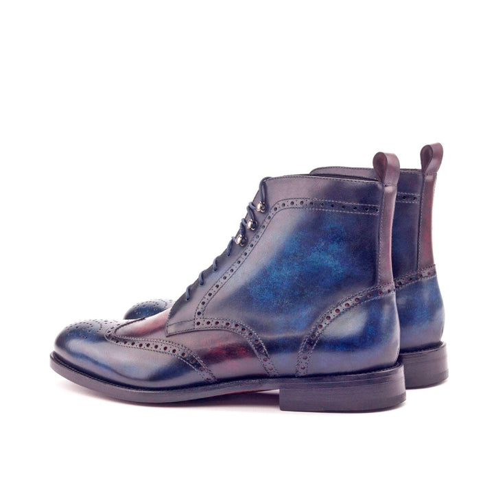 Men's Military Brogue Boots Patina Leather Blue Burgundy 3024 4- MERRIMIUM