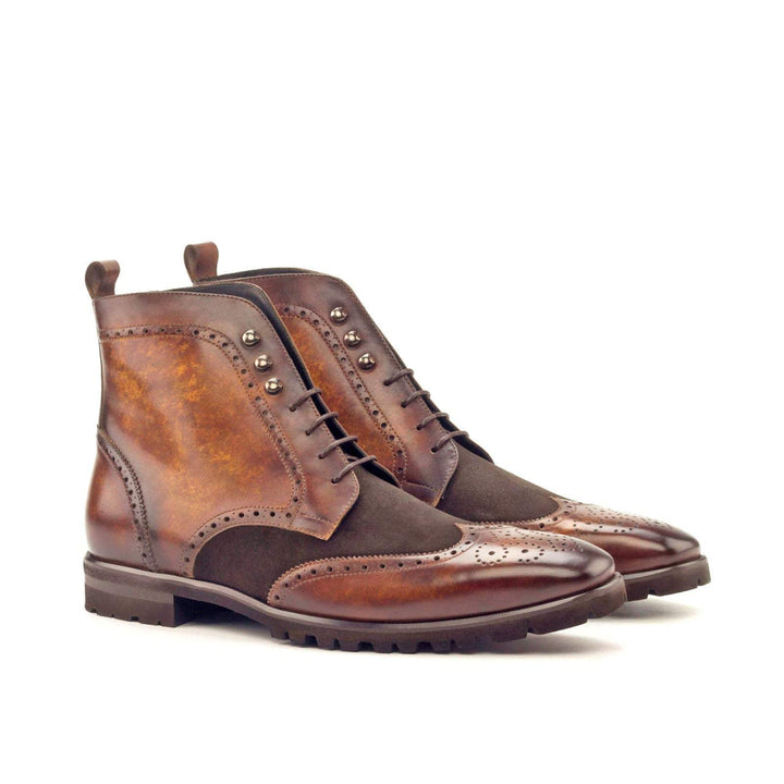 Men's Military Brogue Boots Patina Leather Dark Brown Brown 2976 3- MERRIMIUM