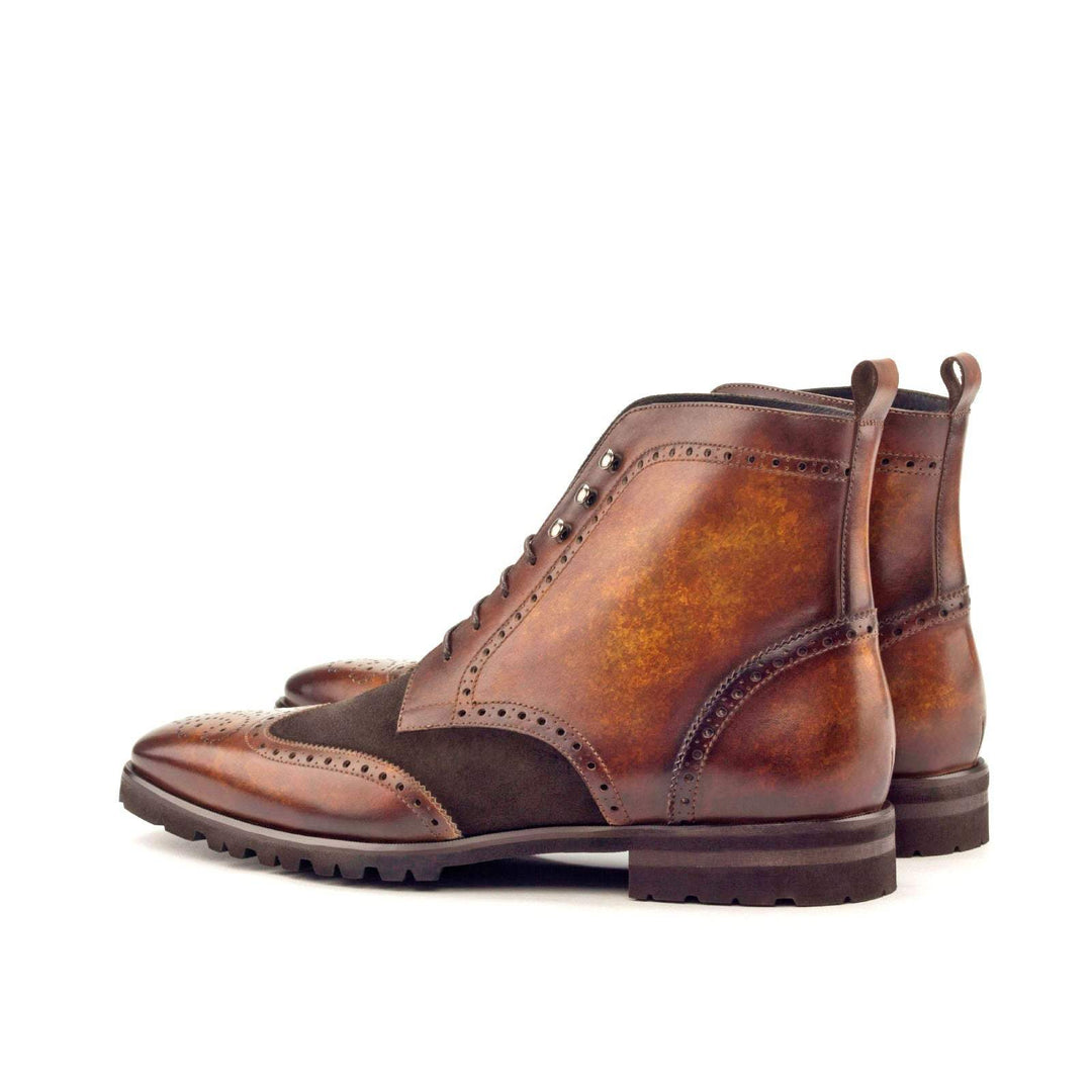 Men's Military Brogue Boots Patina Leather Dark Brown Brown 2976 4- MERRIMIUM