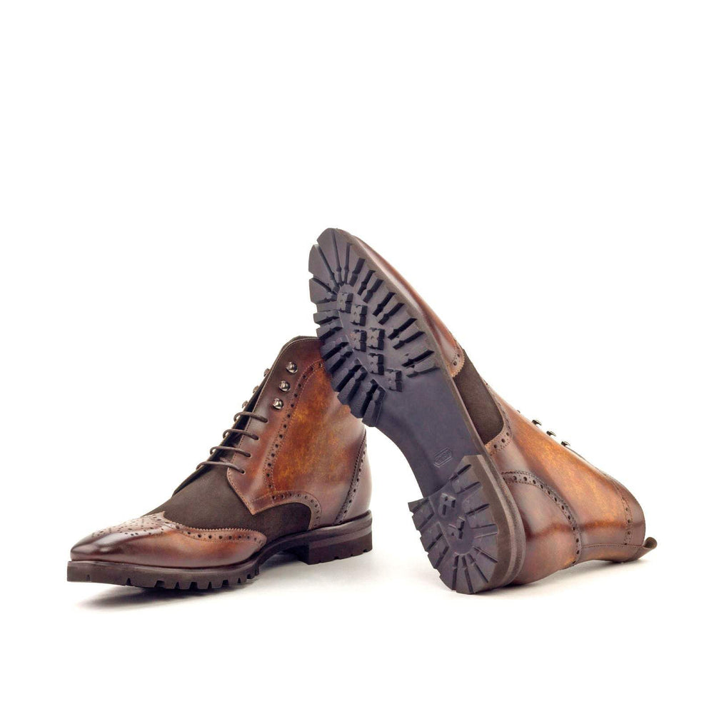 Men's Military Brogue Boots Patina Leather Dark Brown Brown 2976 2- MERRIMIUM