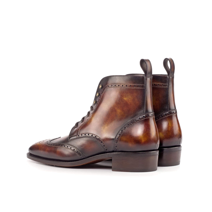 Men's Military Brogue Boots Patina Leather Goodyear Welt Burgundy 4605 4- MERRIMIUM