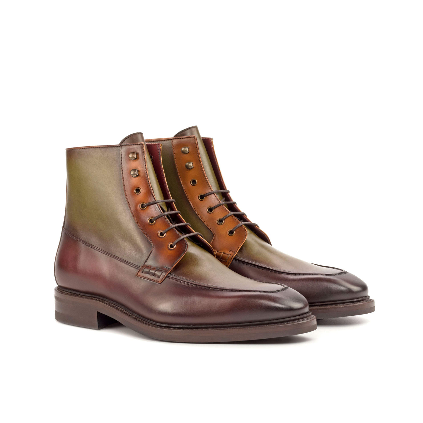 Men's Moc Boots Leather Goodyear Welt Brown Burgundy 4678 3- MERRIMIUM