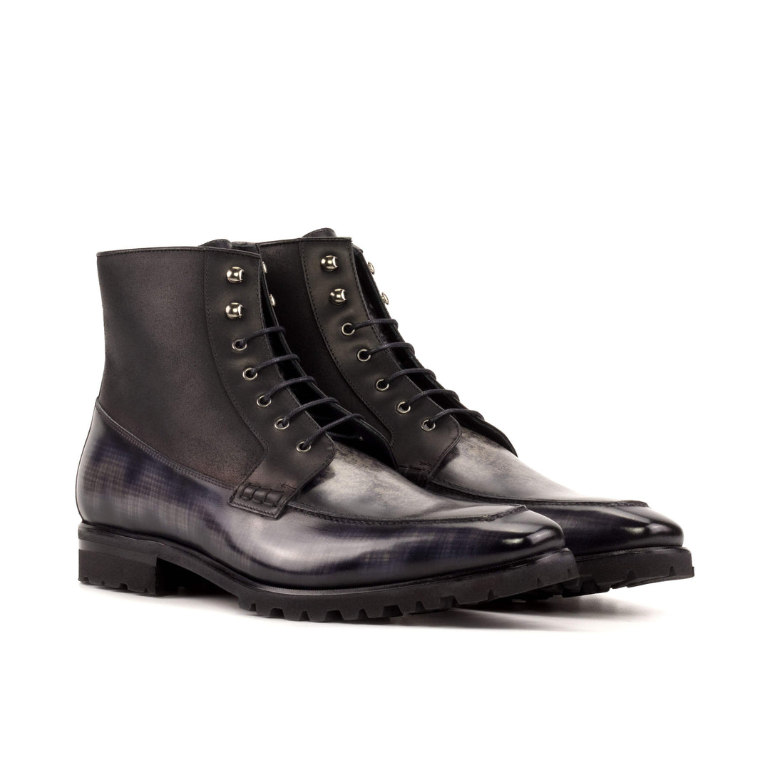Men's Moc Boots Patina Leather Black Grey 5716 3- MERRIMIUM