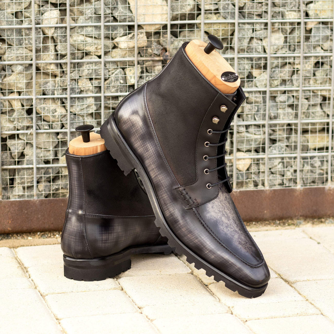Men's Moc Boots Patina Leather Black Grey 5716 1- MERRIMIUM--GID-3154-5716