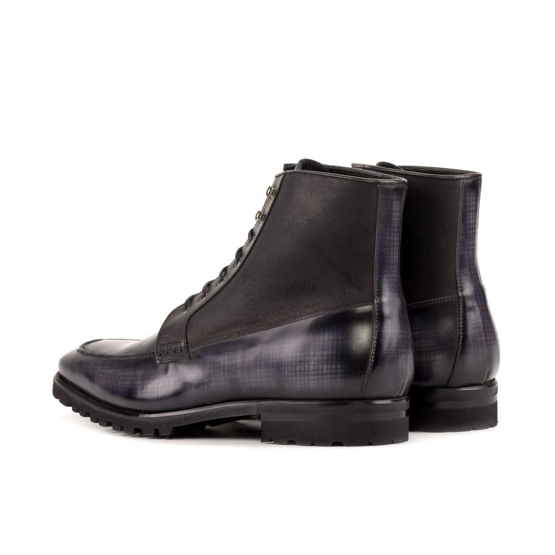 Men's Moc Boots Patina Leather Black Grey 5716 4- MERRIMIUM