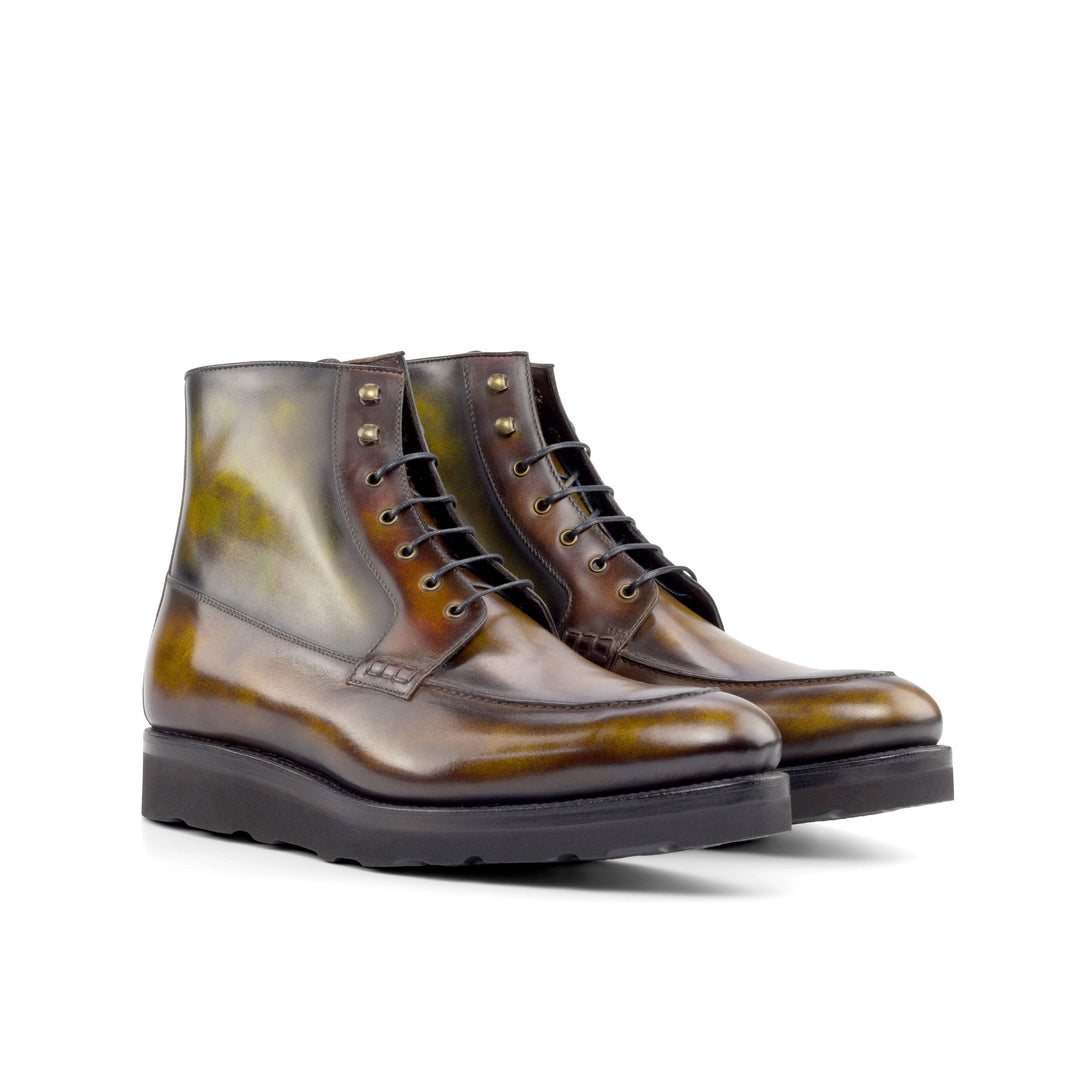 Men's Moc Boots Patina Leather Goodyear Welt Dark Brown Violet 4989 3- MERRIMIUM