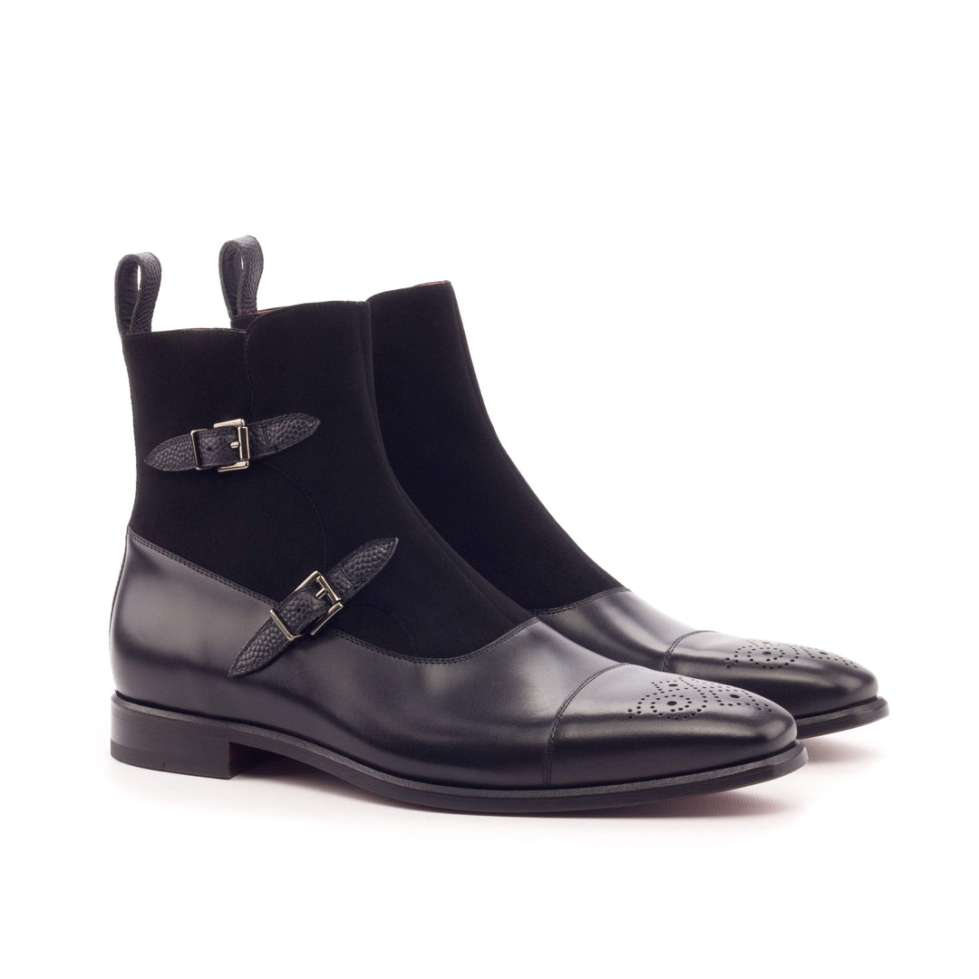 Men's Octavian Buckle Boots Leather Black 3182 3- MERRIMIUM