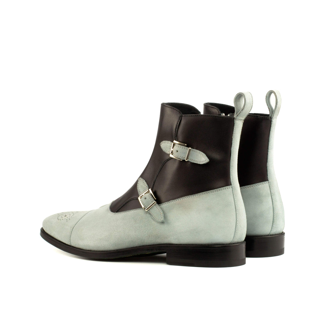 Men's Octavian Buckle Boots Leather Black Grey 4172 4- MERRIMIUM