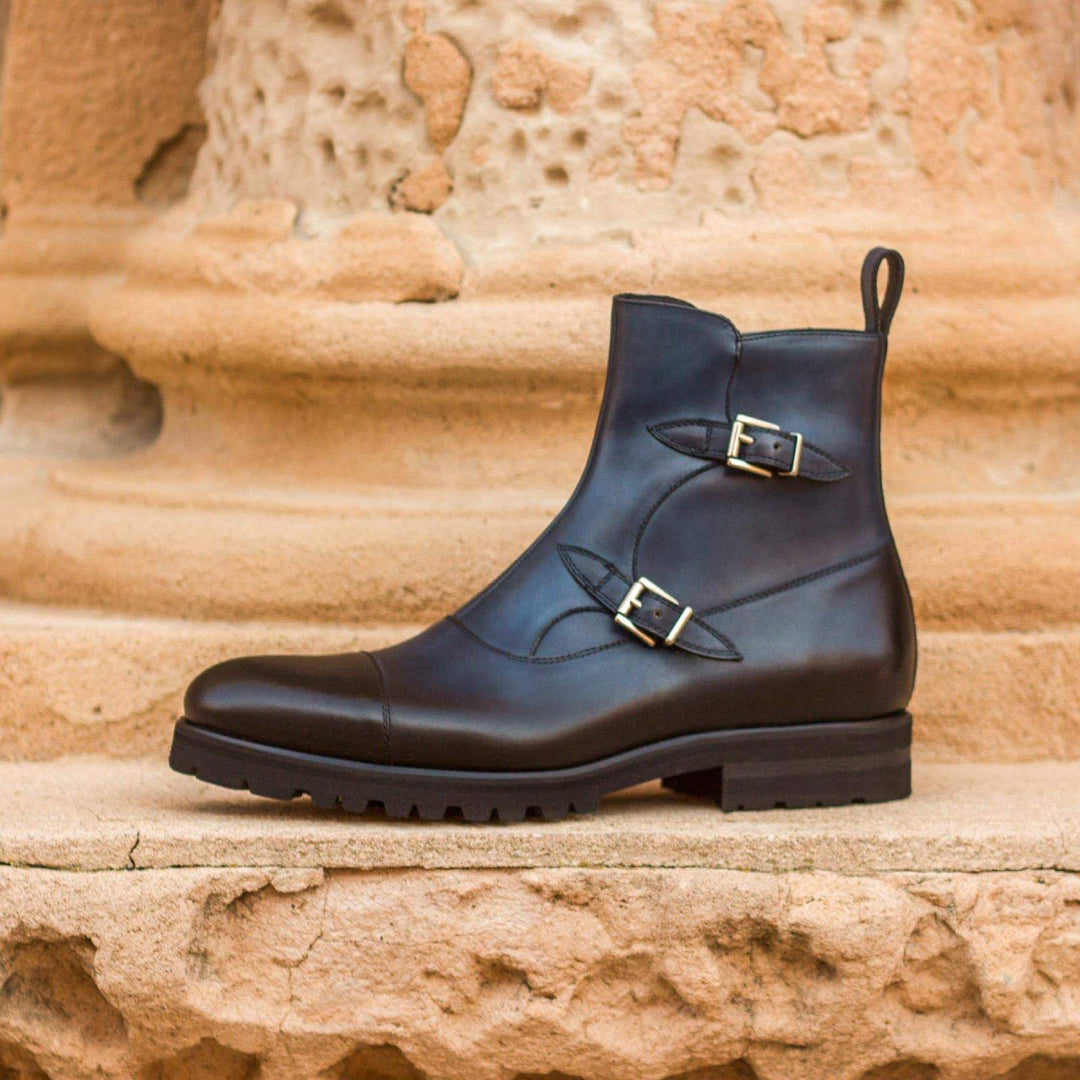 Men's Octavian Buckle Boots Leather Blue 3021 1- MERRIMIUM--GID-2305-3021