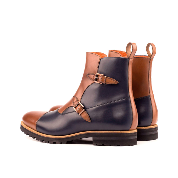 Men's Octavian Buckle Boots Leather Blue Brown 4699 4- MERRIMIUM