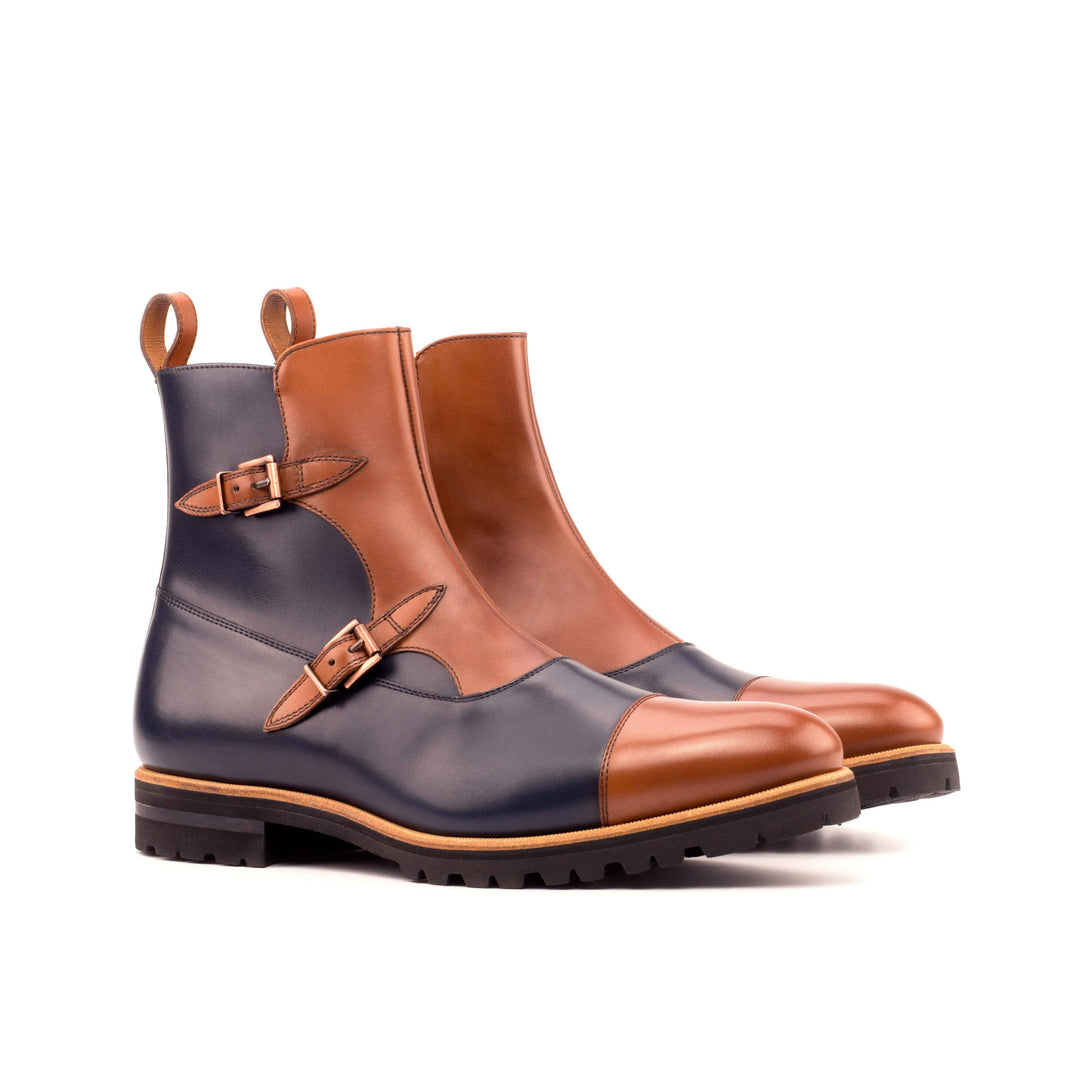 Men's Octavian Buckle Boots Leather Blue Brown 4699 3- MERRIMIUM
