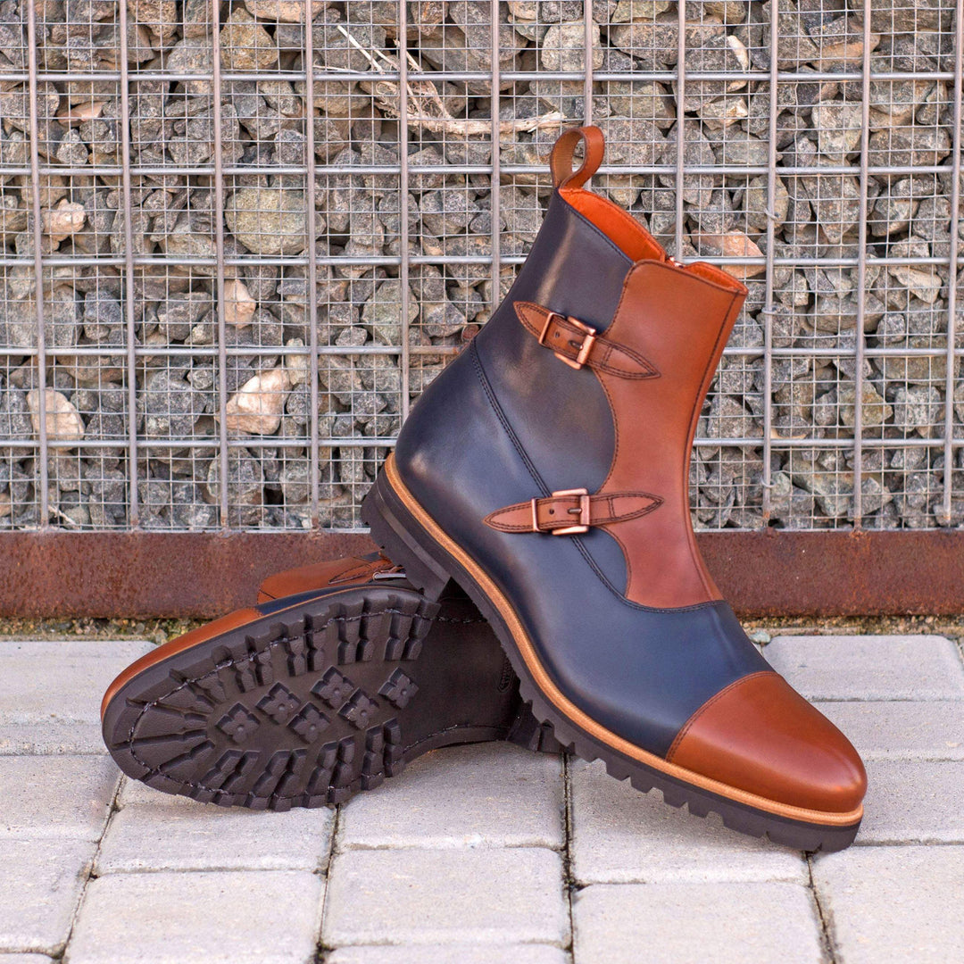 Men's Octavian Buckle Boots Leather Blue Brown 4699 1- MERRIMIUM--GID-2297-4699