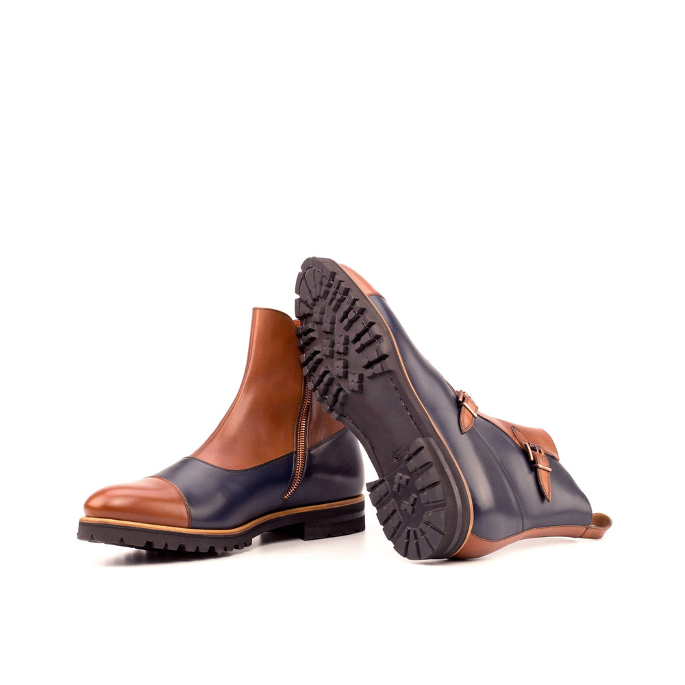 Men's Octavian Buckle Boots Leather Blue Brown 4699 2- MERRIMIUM